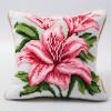 Latch Hook Pillowcase Kits Pink Lily Pattern Latch Hook kit Cushion Throw Pillow Embroidery Craft Kits for Beginner DIY Latch Hook Rug Kit with Printed Canvas Hobby & Craft 43x43cm view 1