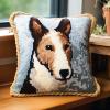 Latch Hook Pillowcase Kits Bull Terrier Latch Hook kit Cushion Throw Pillow Embroidery Craft Kits for Beginner DIY Latch Hook Rug Kit with Printed Canvas Hobby & Craft 43x43cm view 1
