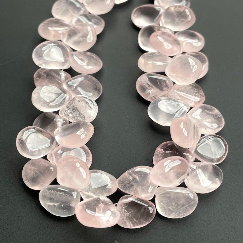 Natural Natural Rose Quartz Heart Smooth Beads 99 mm 8 inch Long String Jewelry Making Gemstone Beads for Necklace Bracelet