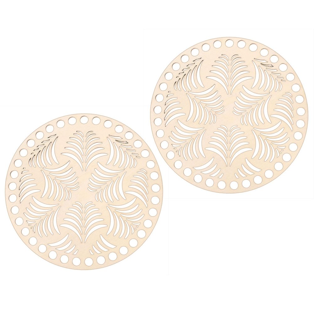 MECCANIXITY Wooden Bottom for Knitting Basket, 5.5"(14cm) Round Crochet Bag Bottom, Wooden Basket Bottom for DIY Basket Crochet, Bag Weaving Knitting Base, 2 Pack