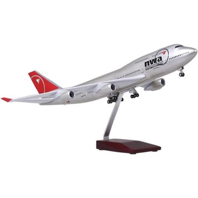18.5" 1:150-Scale Model Jet Model Airplane Northwest B747 with Wheels Model Collectibles Resin Airplane Models Plane Models Diecast for Collection Or Gift Ornament,Northwest B747