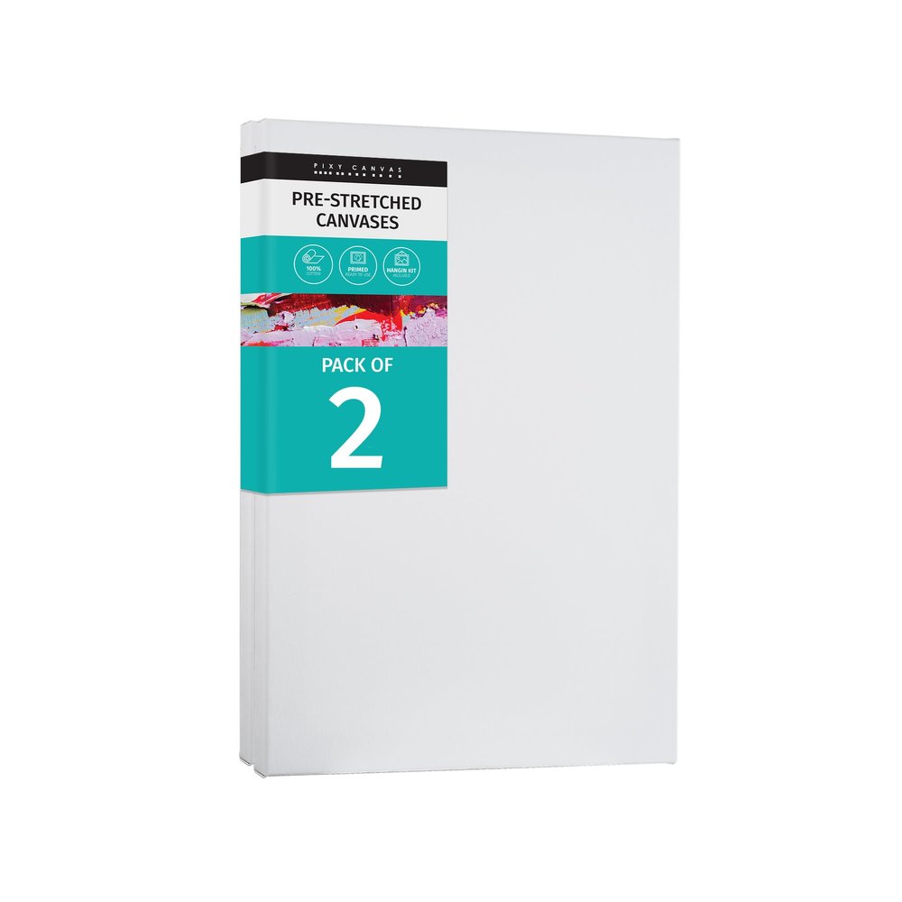 PIXY CANVAS Value Pack of 2 Stretched Canvas 20x36 inch, 3/4 (0.75) inch deep for Your Paintings/Artwork/Wall Art/Wall Decor (Pack of 2 Canvas, 20 x 36 inch, Portrait)