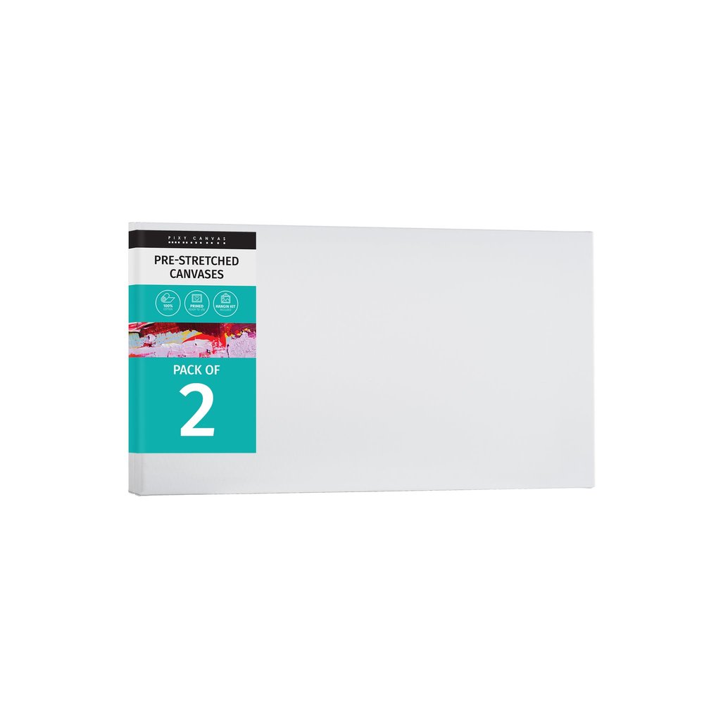 PIXY CANVAS Value Pack of 2 Stretched Canvas 16x20 inch, 3/4 (0.75) inch deep for Your Paintings/Artwrok/Wall Art/Wall Decor (Pack of 2 Canvas, 16 x 20 inch, Landscape)