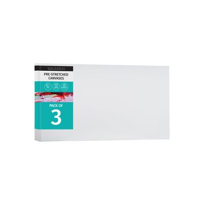 PIXY CANVAS Value Pack of 3 Stretched Canvas 18x36 inch, 3/4 (0.75) inch deep for Your Paintings/Artwrok/Wall Art/Wall Decor (Pack of 3 Canvas, 18 x 36 inch, Landscape)