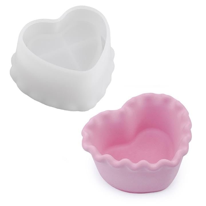 YIRUZWRD Candle Making Holder Resin Molds Heart Shape Succulent Planter Silicone Molds Epoxy Mold for Jewelry Storage Flowerpot Vase Mold