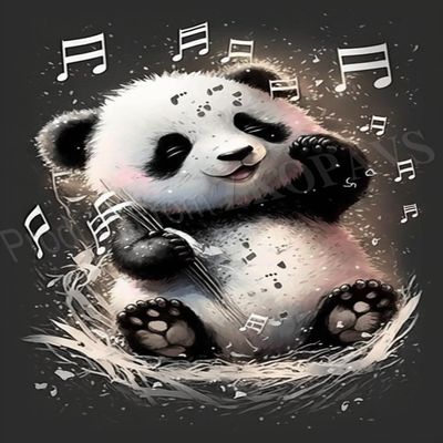 ZKOPAVS Diamond Painting Set Number Kits Cute Panda and Musical Notes Round Embroidery Cross Stitch Canvas Supplies Suitable for Home Wall Decor Gift 12x16 Inch