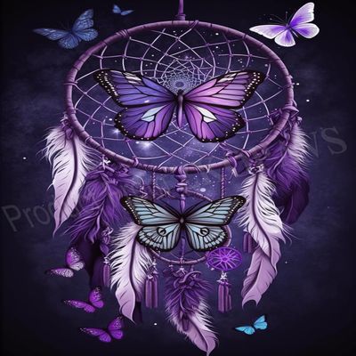 ZKOPAVS Diamond Painting Kits Purple Dream Catchers and Butterflies Full Drill Paint with Crystal Rhinestone Cross Stitch for Home Office Wall Crafts Decor 16x20 Inch