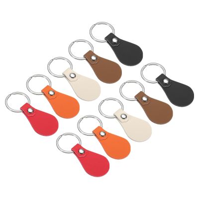 PATIKIL Leather Key Fob Kit, 10 Pack PU Leather Key Fob Blanks with Rivets and Key Rings DIY Keychain for Laser Engraving Leather Making, 5 Colors
