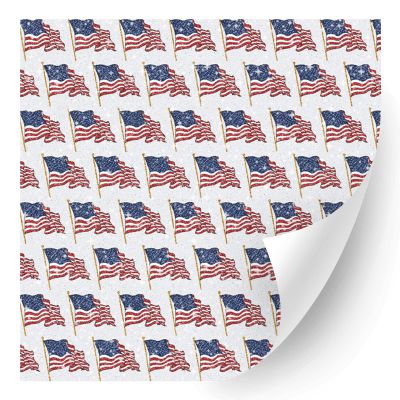 HTV4U Glitter American Theme Patterned Heat Transfer Vinyl (Wavy Flag, 12" x 5 Yards) - USA Printed Iron on Vinyl, Decoration, Sewing Material DIY