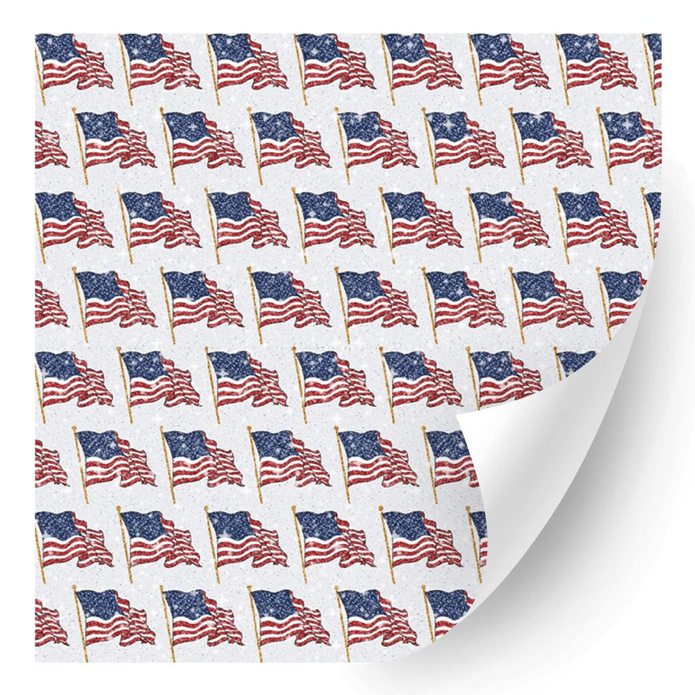 HTV4U Glitter American Theme Patterned Heat Transfer Vinyl (Wavy Flag, 12" x 5 Yards) - USA Printed Iron on Vinyl, Decoration, Sewing Material DIY