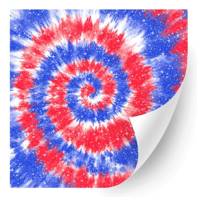 HTV4U Glitter American Theme Patterned Heat Transfer Vinyl (Glitter American Flag Tie Dye, 12" x 5 Yards) - USA Printed Heat Press Film Paper, Iron on Graphic Design for Fabric, Craft