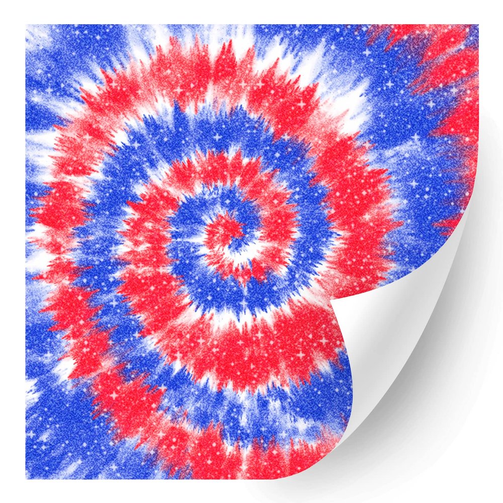 HTV4U Glitter American Theme Patterned Heat Transfer Vinyl (Glitter American Flag Tie Dye, 12" x 5 Yards) - USA Printed Heat Press Film Paper, Iron on Graphic Design for Fabric, Craft
