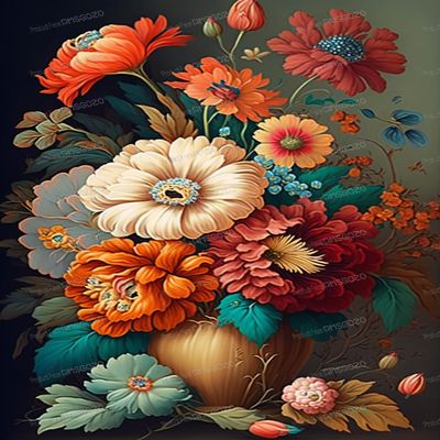 RMSGOZO Ikebana Art Diamond Painting Kits - Vintage Colored Flower Diamond Painting, DIY Full Round Diamond Art Gemstone Cross Stitch Kit, for Home Decor Living Room Decor 20X24 Inch