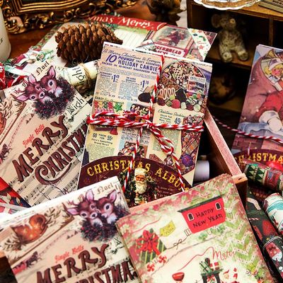 Alideco 180pcs Vintage Scrapbook Paper Vintage letter Flowers Scrapbooking Paper for Journaling Supplies, Decorative Craft Paper for Junk Journals (shengdanzhuanji)