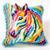Latch Hook Pillowcase Kits Colored Zebra Latch Hook kit Cushion Throw Pillow Embroidery Craft Kits for Beginner DIY Latch Hook Rug Kit with Printed Canvas Hobby & Craft 43x43cm view 1