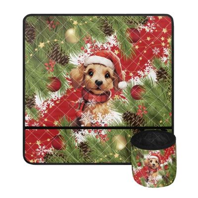 Psesaysky Dog Tree Sewing Machine Mat with Pockets Reduce Noise Christmas Sewing Machine Pad for Table Dust-proof Xmas Decor Reduce Vibration