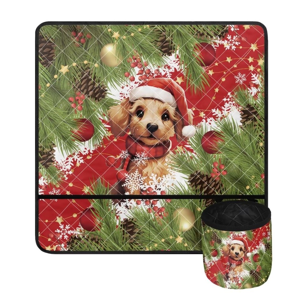 Psesaysky Dog Tree Sewing Machine Mat with Pockets Reduce Noise Christmas Sewing Machine Pad for Table Dust-proof Xmas Decor Reduce Vibration