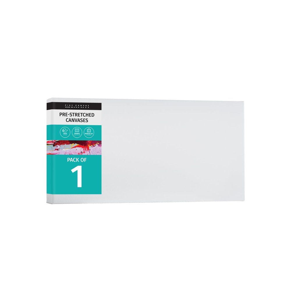 PIXY CANVAS Value Pack of 1 Stretched Canvas 10x20 inch, 1-1/2 (1.5) inch deep for Your Paintings/Artwork/Wall Art/Wall Decor (Pack of 1 Canvas, 10 x 20 inch, Landscape)