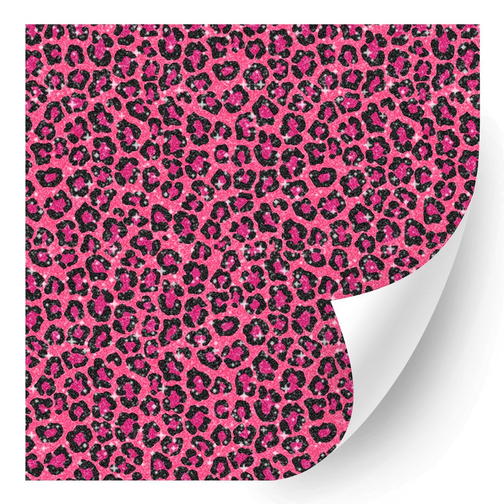 HTV4U Glitter Animal Patterned Heat Transfer Vinyl (Leopard Pink, 12" x 1 Yard) - Iron on Vinyl, Heat Press Printed Patterns for T-Shirt, Hat