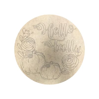 Hello Fall Circle Cutout, Shape, Paint by Line