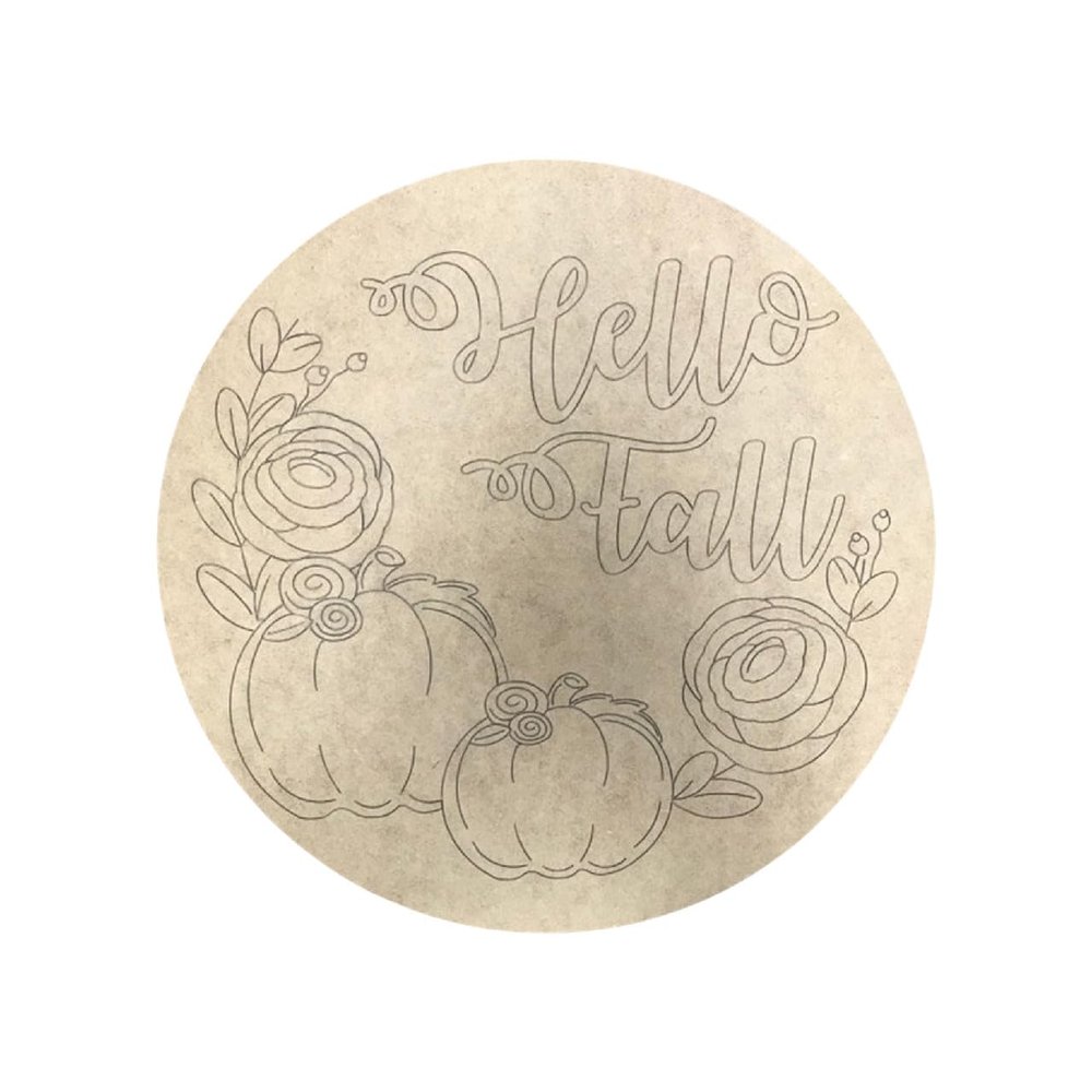 Hello Fall Circle Cutout, Shape, Paint by Line