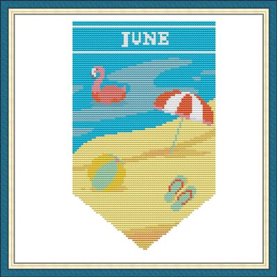 Howie's Needlepoint Cross Stitch Kits, 14CT Stamped Starter Kits for Beginners, Needlepoint Kits for Adults(June-Banner, 11 x 11 Inch)