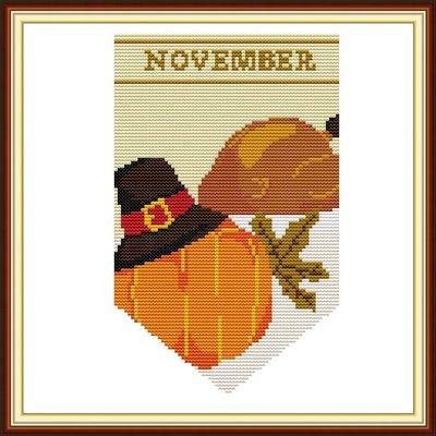 Howie's Needlepoint Cross Stitch Kits, 14CT Stamped Starter Kits for Beginners, Needlepoint Kits for Adults(November-Banner, 11 x 11 Inch)