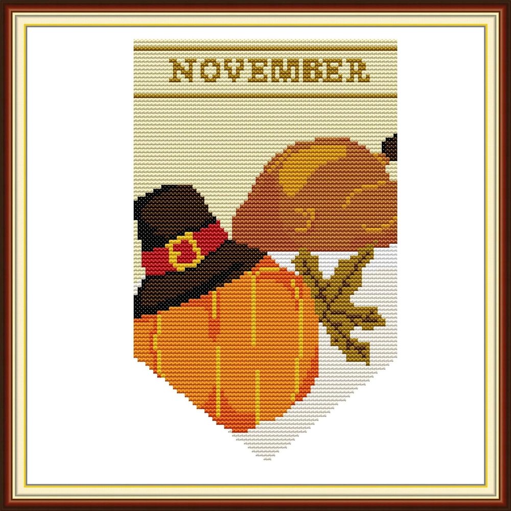Howie's Needlepoint Cross Stitch Kits, 14CT Stamped Starter Kits for Beginners, Needlepoint Kits for Adults(November-Banner, 11 x 11 Inch)