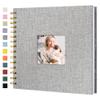 8 x 8 Inch Scrapbook Photo Album Linen Cover 20 Sheets/ 40 Pages, Hardcover Kraft White Pages Memory Book, for Travel Wedding Guest Book Christmas Baby Shower Fits 4x6 & Instant Photos, Grey view 1