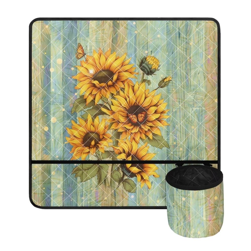 COEQINE Sunflower Sewing Machine Cover Pad With Pocket, Sewing Machine Mat for Table Non Slip Lightweight Waterproof Sewing Machine Accessories Organizer