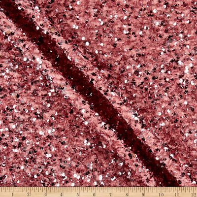 Blush Stretch Velvet Sequin Fabric by The Yard, Glitter Spandex Material Ideal for Sewing, DIY, Crafts, Apparel, Decoration, & More - 1/2 Yard