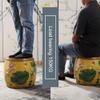 GAGALU Chinese Traditional Craft Bedside Table, Creative Painting Drum Stool, Leather Drum, Shoe Stool at The Door, Table Stool Sofa Stool,D view 4