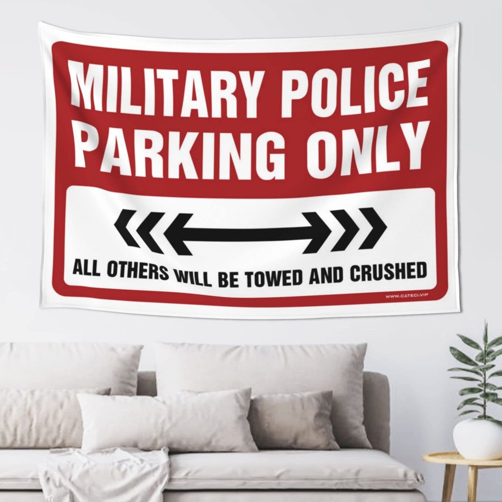 Funny House Decor Military Police Parking Only Tapestry Bar for Man Cave Dorm Room Tapestry (Size : 75X100CM)