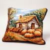 Latch Hook Pillowcase Kits Cottage House Latch Hook kit Cushion Throw Pillow Embroidery Craft Kits for Beginner DIY Latch Hook Rug Kit with Printed Canvas 43x43cm view 1