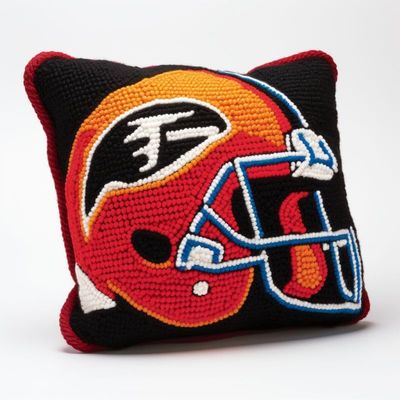 Latch Hook Pillowcase Kits Helmet Hat Latch Hook kit Cushion Throw Pillow Embroidery Craft Kits for Beginner DIY Latch Hook Rug Kit with Printed Canvas 43x43cm