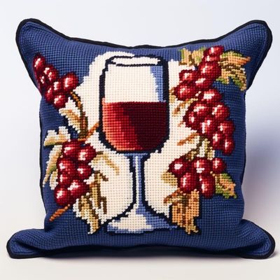 Latch Hook Pillowcase Kits Grape & Wine Latch Hook kit Cushion Throw Pillow Embroidery Craft Kits for Beginner DIY Latch Hook Rug Kit with Printed Canvas 43x43cm