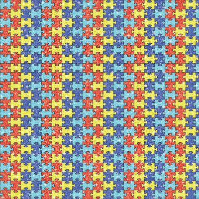 HTV4U Glitter Autism Awareness Patterned Heat Transfer Vinyl (Autism Puzzle, 12" x 5 Yards) - Iron on Vinyl, Heat Press Transfer for DIY T-Shirt, Tote, and Garments