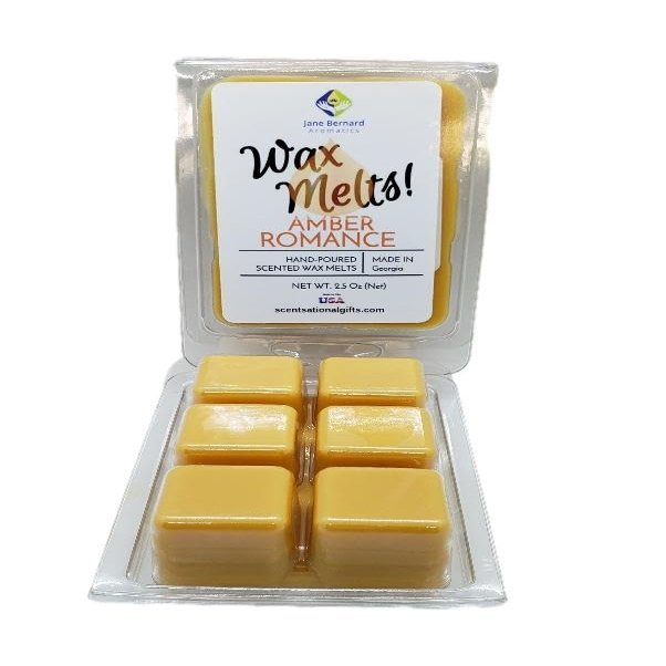 Jane Bernard Soy Blend | Wax Melt | 2.5 Oz Net Wt | 1 Pack only with 6 Snappable Cubes in Clamshell | Amber-Romance Type