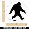 Bigfoot Sasquatch Walking with Footprint Trail Self-Inking Rubber Stamp Ink Stamper for Stamping Crafting Planners - 1 Inch Medium - Lime Green Ink view 2