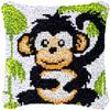 Cute Monkey Latch Hook Kits Pillow Crochet Yarn Rug Pre-Printed Cushion Needlework Pillowcase DIY Hook and Latch Kit Christmas Home Sofa Decoration 43x43cm(2) view 1
