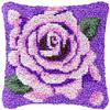 Rose Flower Latch Hook Kits Pillow Crochet Yarn Rug Pre-Printed Cushion Needlework Pillowcase DIY Hook and Latch Kit Christmas Home Sofa Decoration 43x43cm(6) view 1