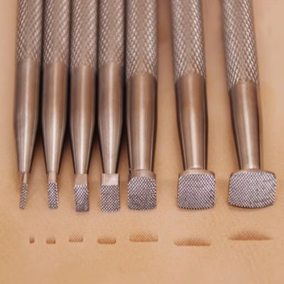 Checkered Stamps Leather Stamping Undercut Beveler - One Piece or Set of 7 Leather Stamping Tools in Stainless Steel (Full Set, 7 Pieces)