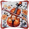 Violin Latch Hook Kits Pillow Crochet Yarn Rug Pre-Printed DIY Cushion Needlework Pillowcase Hook and Latch Kit Christmas Home Sofa Decoration 43x43cm(3) view 1