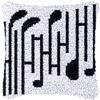 NineTribe Basics Black and White Music Notation Latch Hook Pillow Crochet Yarn Rug Pre-Printed DIY Cushion Needlework Pillowcase Hook and Latch Kit Christmas Home Sofa Decoration 43x43cm view 1