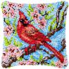 Red Bird Cardinal Latch Hook Kits Pillow Crochet Yarn Rug Pre-Printed DIY Cushion Needlework Pillowcase Hook and Latch Kit Christmas Home Sofa Decoration 43x43cm(3) view 1