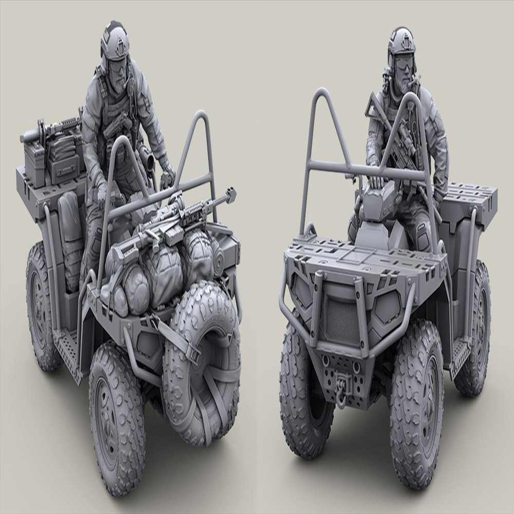 1/35 Resin Soldier Model Kit, U.S. Commando Driver Resin Model Unpainted and Unassembled (2 Persons, No Car) (hg5N-9)