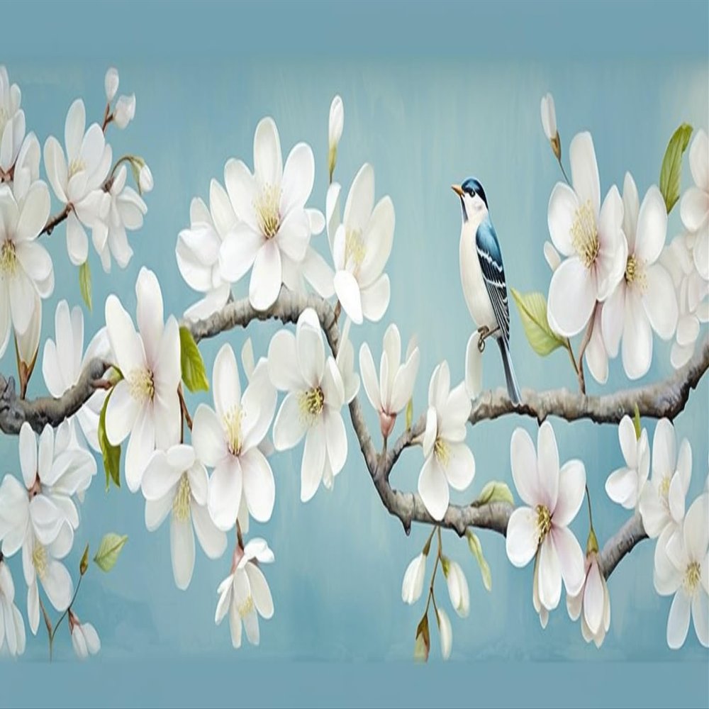 Diamond Painting Bird Flower Diamond Art 5D Diamond Painting Kits for Adults DIY Paint by Numbers, Big Diamond Paintings diamond dot Gem Art Crafts for Wall Art Home Decor Gift (32x64 Inch),c124