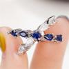 925 Sterling Silver Shiny Full Diamond Ring 18K Gold Sapphire Cocktail Rings Criss Cross Cubic Zirconia Promise Rings CZ Diamond Rings Eternity Engagement Wedding Band Ring for Women Z.70 (US Code 10) view 2