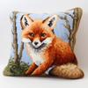 Animal Red Fox Latch Hook Kits Pillow Crochet Yarn Cushion Pre-Printed Rug Needlework DIY Pillowcase Hook and Latch Kit Christmas Home Sofa Decoration 43x43cm(3) view 1