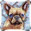 French Bulldog Latch Hook Kits Pillow Crochet Yarn Cushion Pre-Printed Rug Needlework DIY Pillowcase Hook and Latch Kit Christmas Home Sofa Decoration 43x43cm(4) view 1
